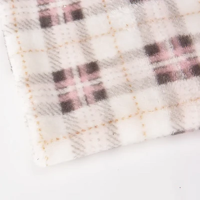 Checked Printed Flannel Coral Fabric