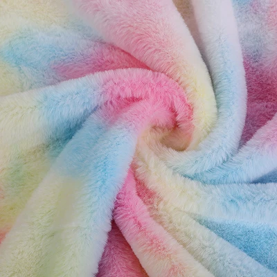 Rainbow Rabbit Faux Fur Fabric