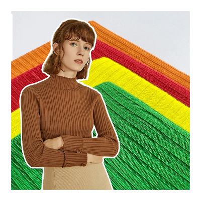 Stretch Spandex Polyester Rib Fabric For Sweater