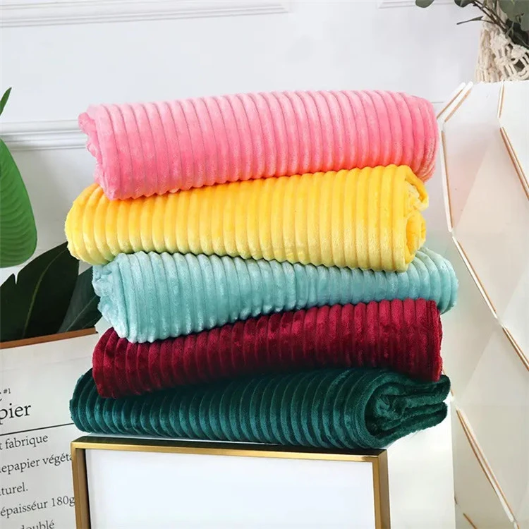 Solid Strip Flannel Blankets