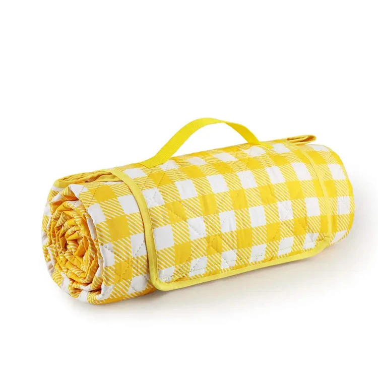 100%polyester yellow checkered picnic blanket