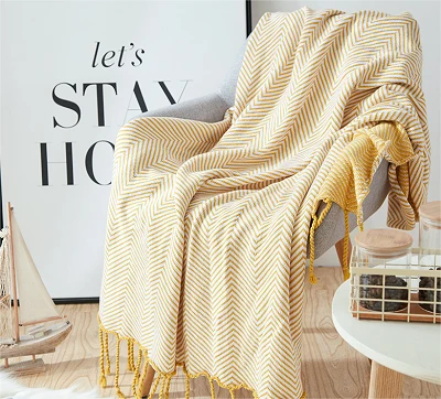 Acrylic Throw Blanket With Tassels