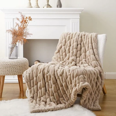 Artificial fur Mink Throw Blanket
