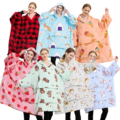 Oversized Fleece Hooded Blanket