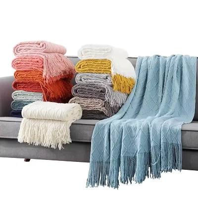 Tassel Jacquard Knitted Blanket Tassel Jacquard Knitted Blanket